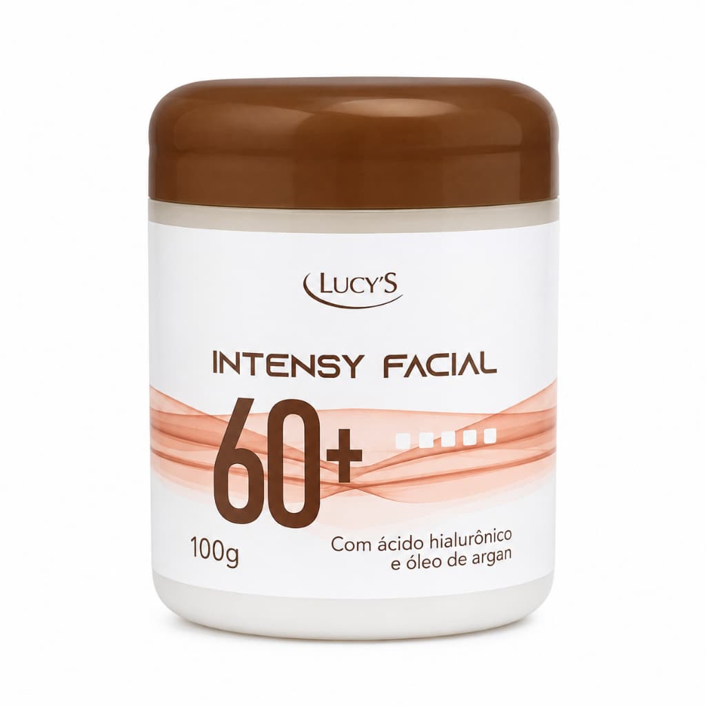 Creme Facial Antirrugas Rosto 60+ Intensy Lucy's Hidratante Anti-idade Ácido Hialurônico e Óleo de Argan 100g