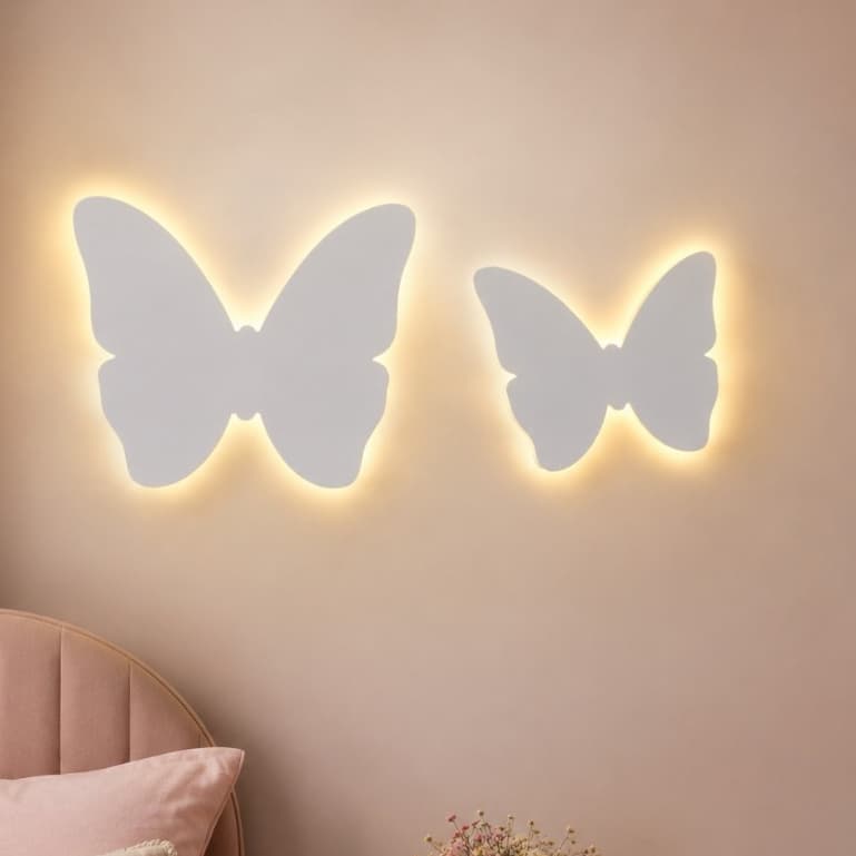 Kit 2 Luminária Led de Borboleta Decoração Casa Quarto Iluminação Ambiente Decorativo