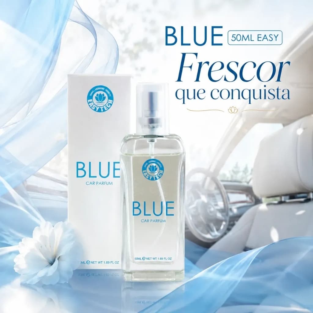 Aromatizante Automotivo Blue Easy 50ml Perfume Feminino para Tecidos Inspirado em Perfume Importado