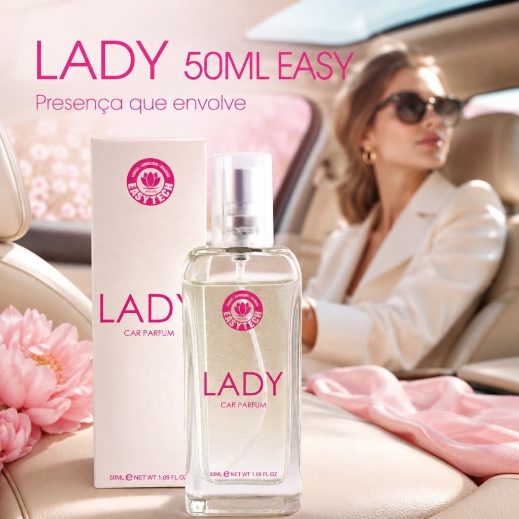 Aromatizante Automotivo Lady Easy 50ml Perfume Feminino para Tecidos Inspirado em Perfume Importado