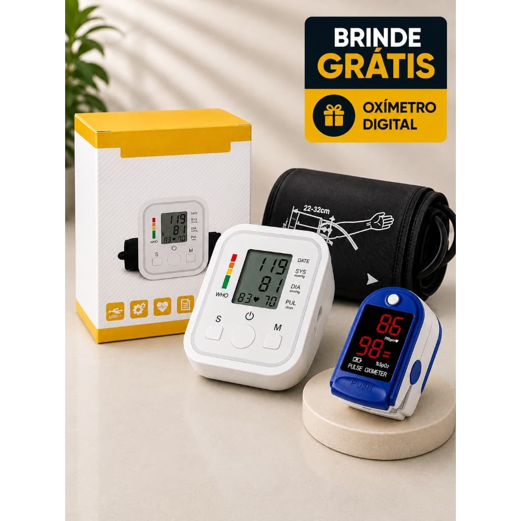 Aparelho Medidor De Pressão Arterial Digital Com Brinde