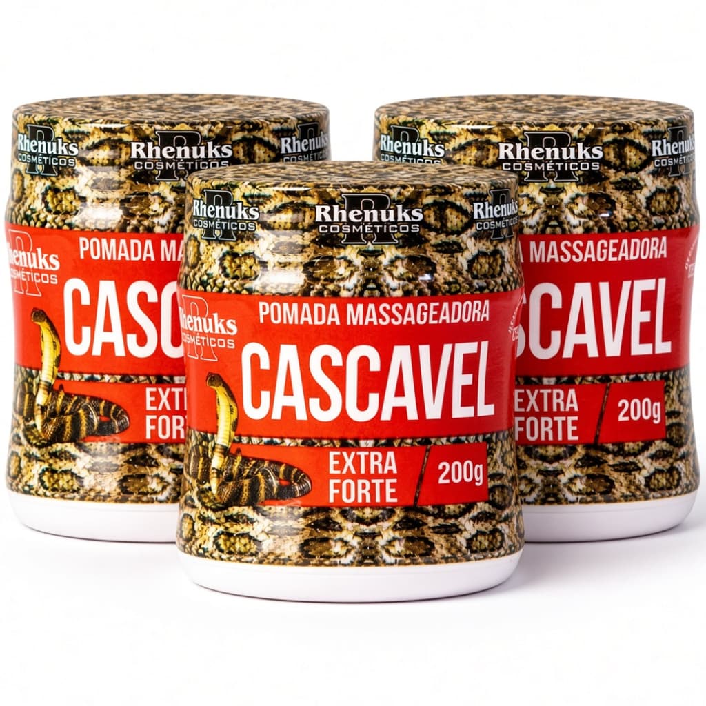 Kit 3 Unidades Pomada Masssageadora Cascavel Extra Forte - Alívio Imediato de Dores Musculares