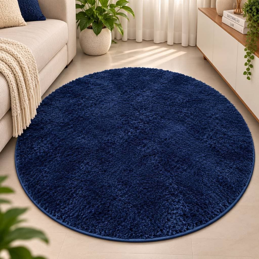 Tapete Redondo 1,50 X 1,50 Classic Sala Quarto Moderno Pelo Toque Macio 100% Antiderrapante Oasis