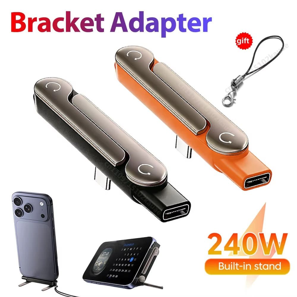 Cabo Adaptador Dobrável Tipo-C 240W Com Suporte De Carga Pro Turbo Para Celular Tablet E Notebook OTG ANDROID IPHONE