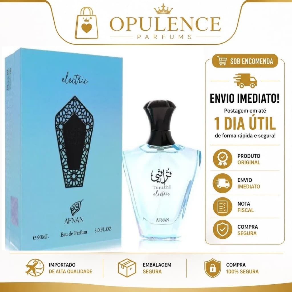 Perfume Turathi Electric Afnan EDP 100ml Masculino Importado Original Arabe Aromático