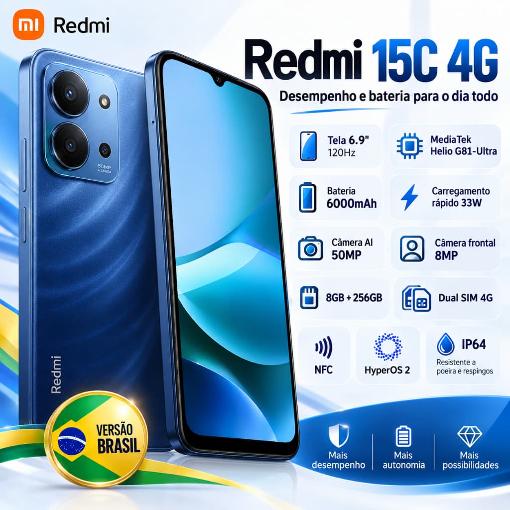 Xiaomi Redmi 15C 4G 8GB RAM 256GBDual SIM Smartphone 50MP Camera6000mAh Global Version