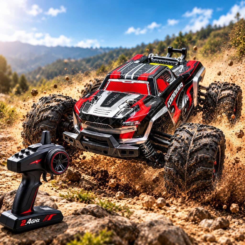 Carrinho Controle Remoto 50km/h 4X4 Automodelo Competição Conquer com 1 Bateria Jep 1:16 OffRoad