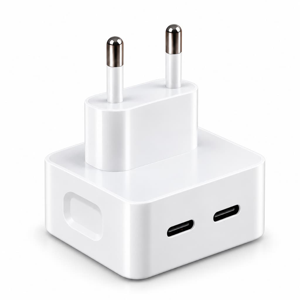 Carregador Rápido 50W USB-C Duplo 2 Portas Tipo C Compatível com iPhone Samsung Android iPad Tablet