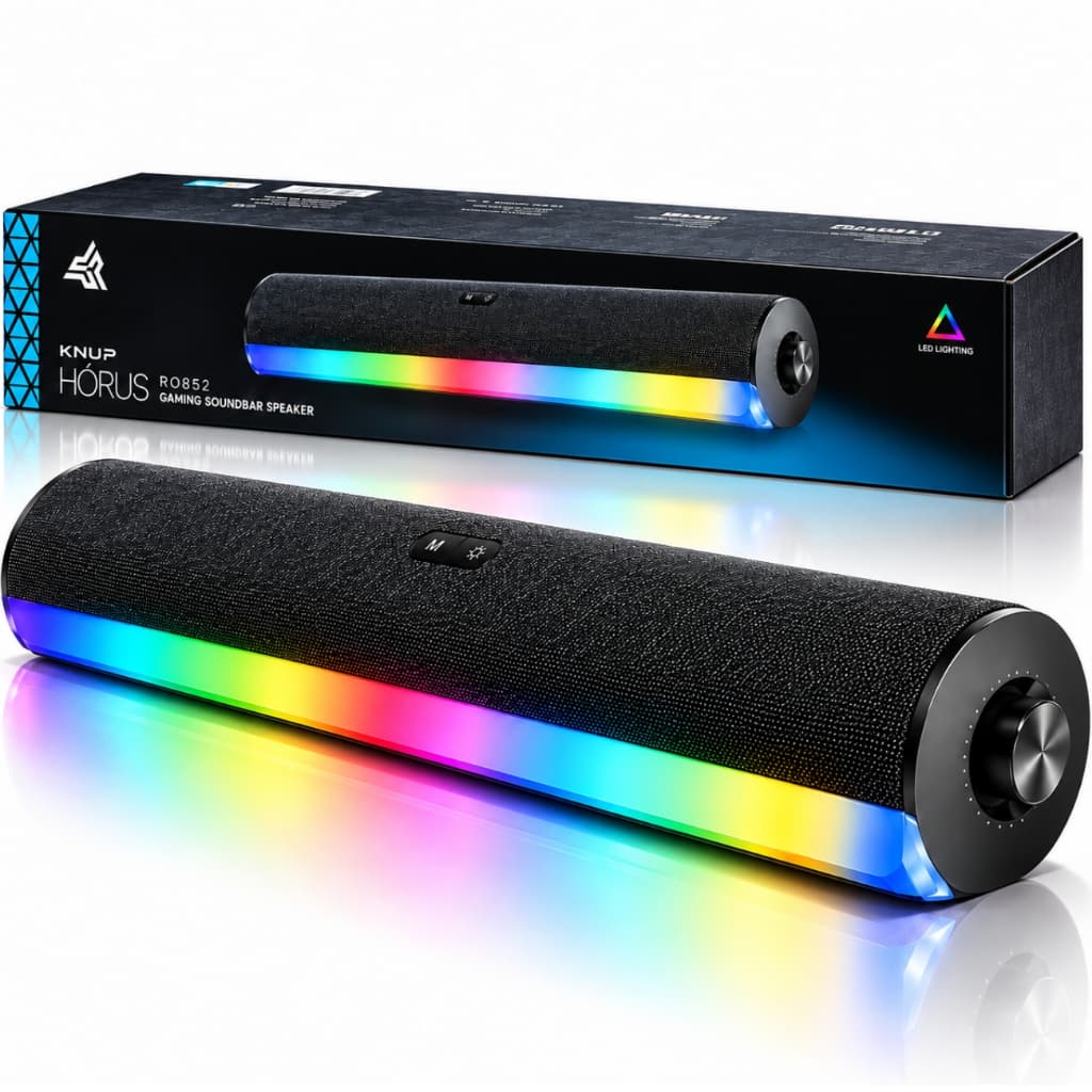 Soundbar 14W RMS Gamer RGB USB Controle de Volume para PC Notebook P2