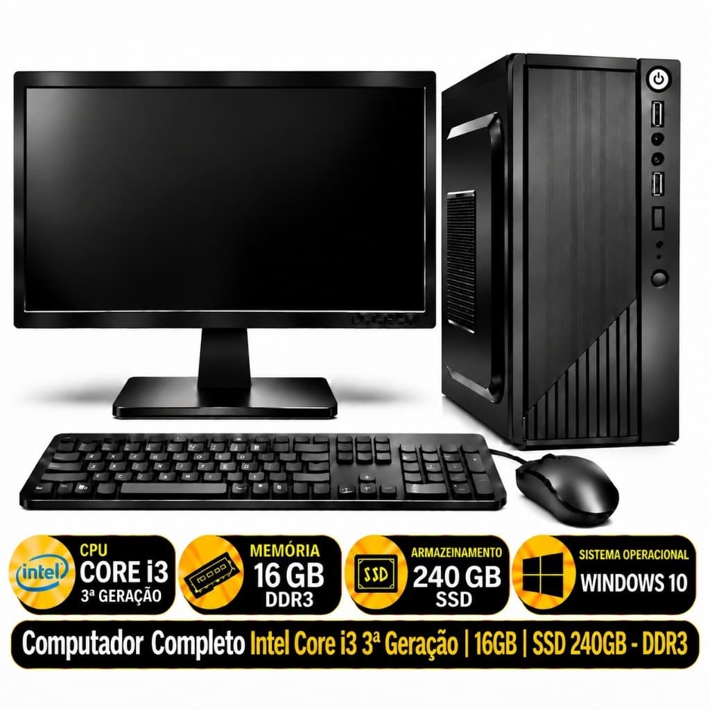 Computador Completo Intel Core i3 3ª Geração | 16GB | SSD 240GB - DDR3