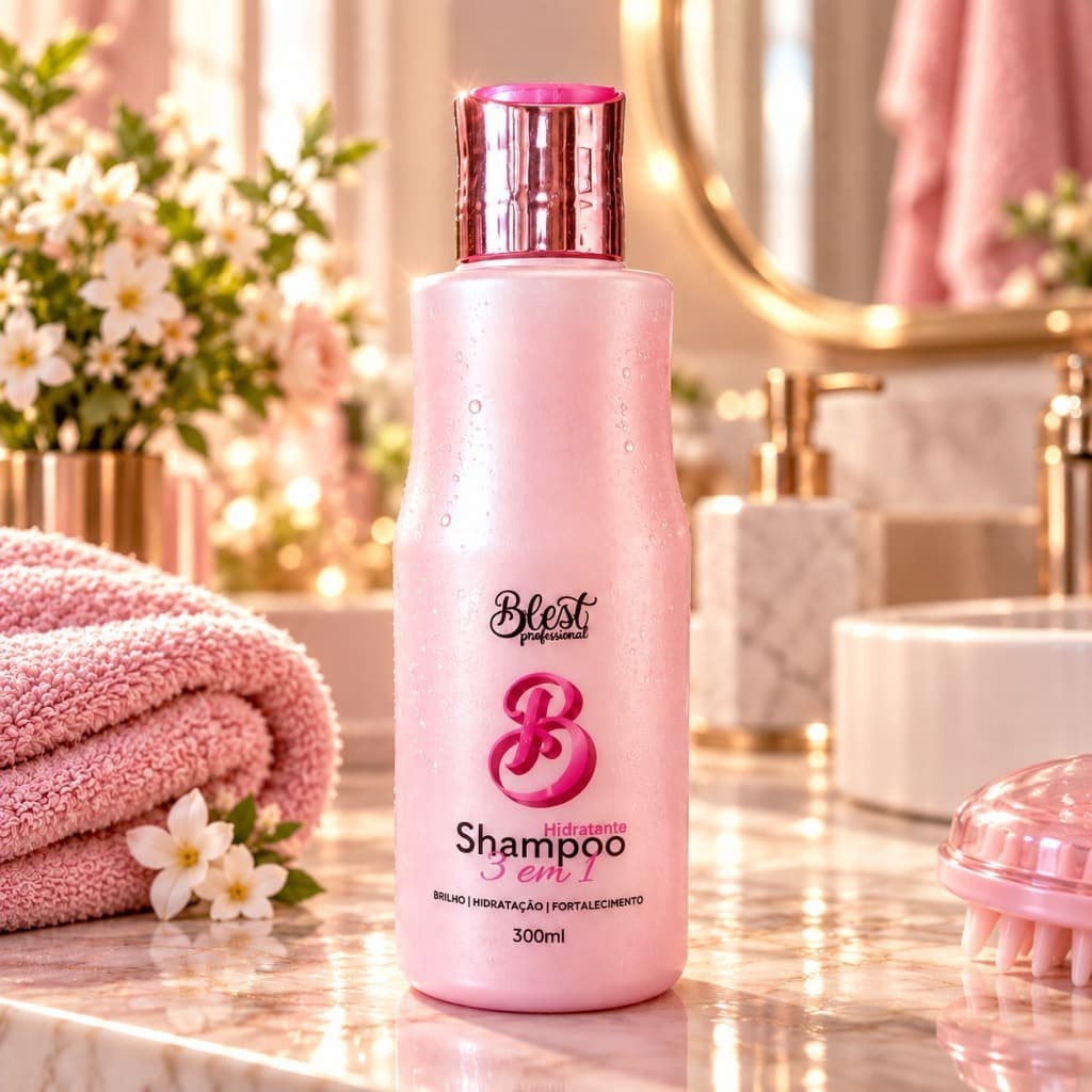 Shampoo Blest Professional 3 em 1 300ml Hidratante Brilho Maciez Fortalecimento Nutrição