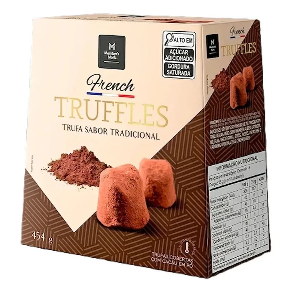 Trufas de Chocolate Tradicional com Cacau Member's Mark 454g Truffles Importadas Cremosas Presente Doce