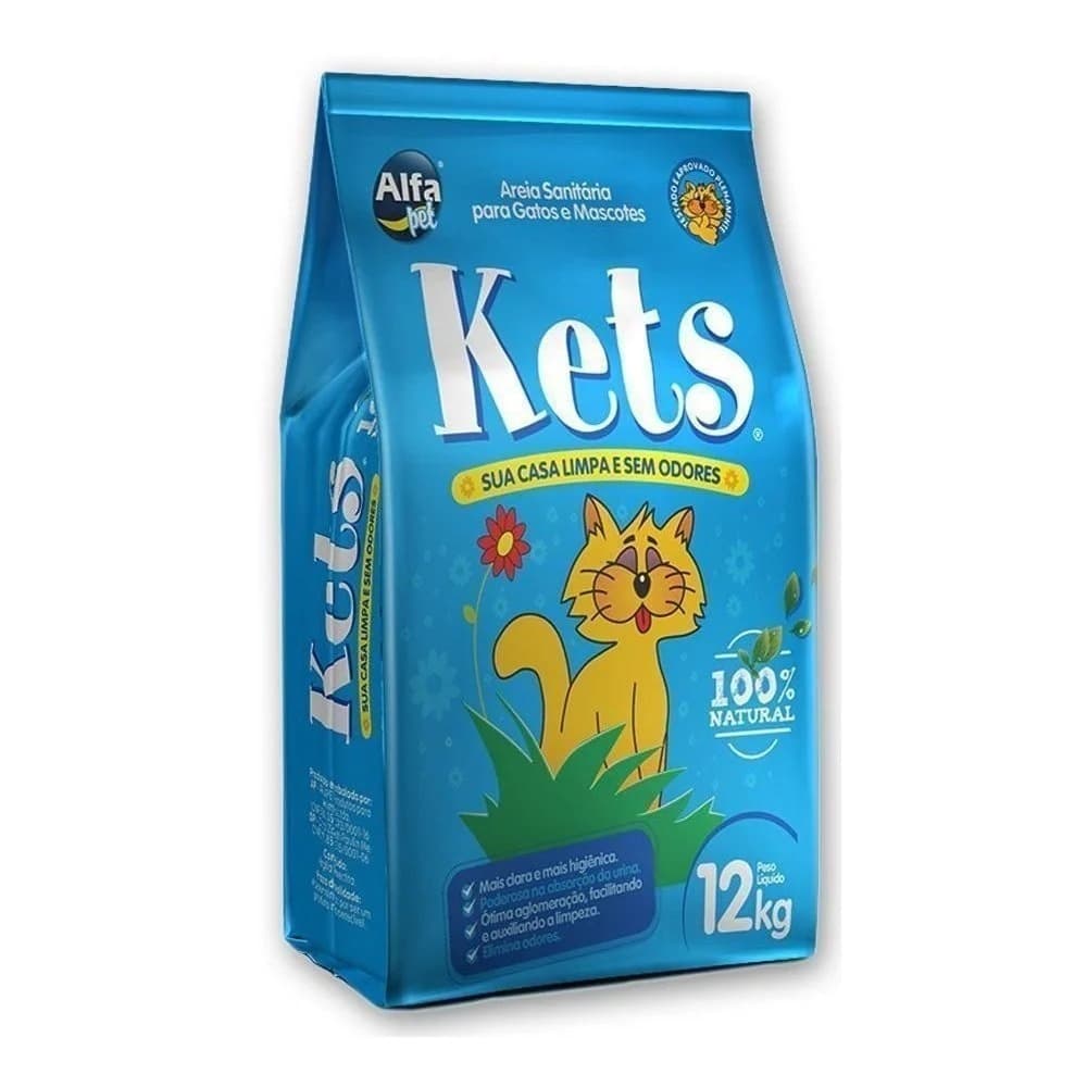 Areia Sanitária KETZ 12kg Cada - Areia Higiênica Natural Argila para Gatos Granulado Kets