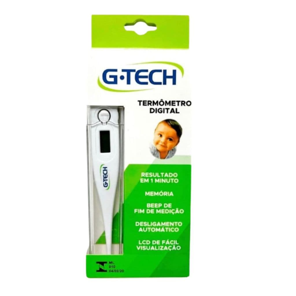 Termômetro Clínico Digital G-Tech TH1027 - Resistente à Água e Fácil Visualização