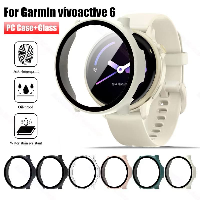 W.BILL Capa Case Para Relógio Garmin Vivo Active 6 360° C/Vidro Temperado Proteção Tela Anti Impacto