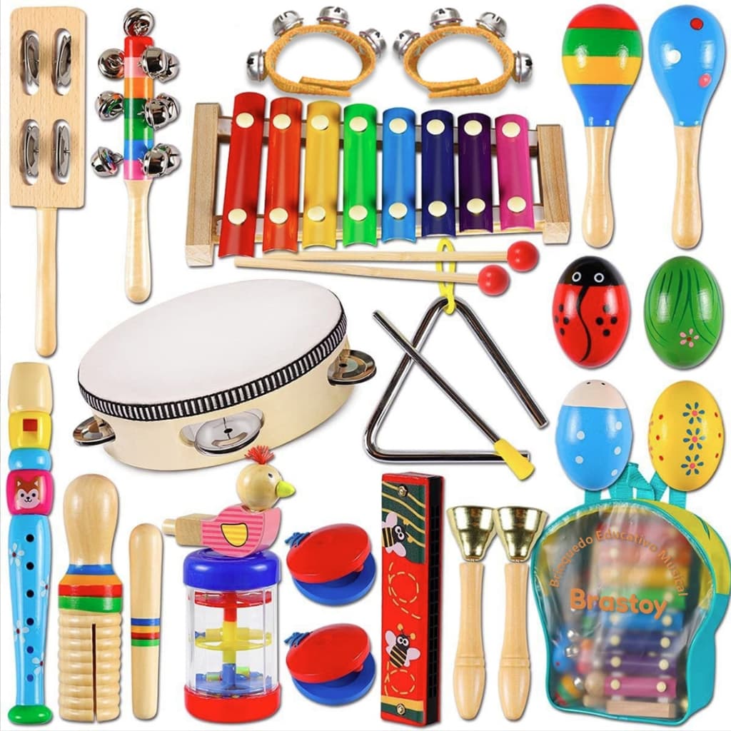 Brastoy Conjunto De Instrumentos Musicais De Percussão Infantil Brinquedos Educativos Musicais