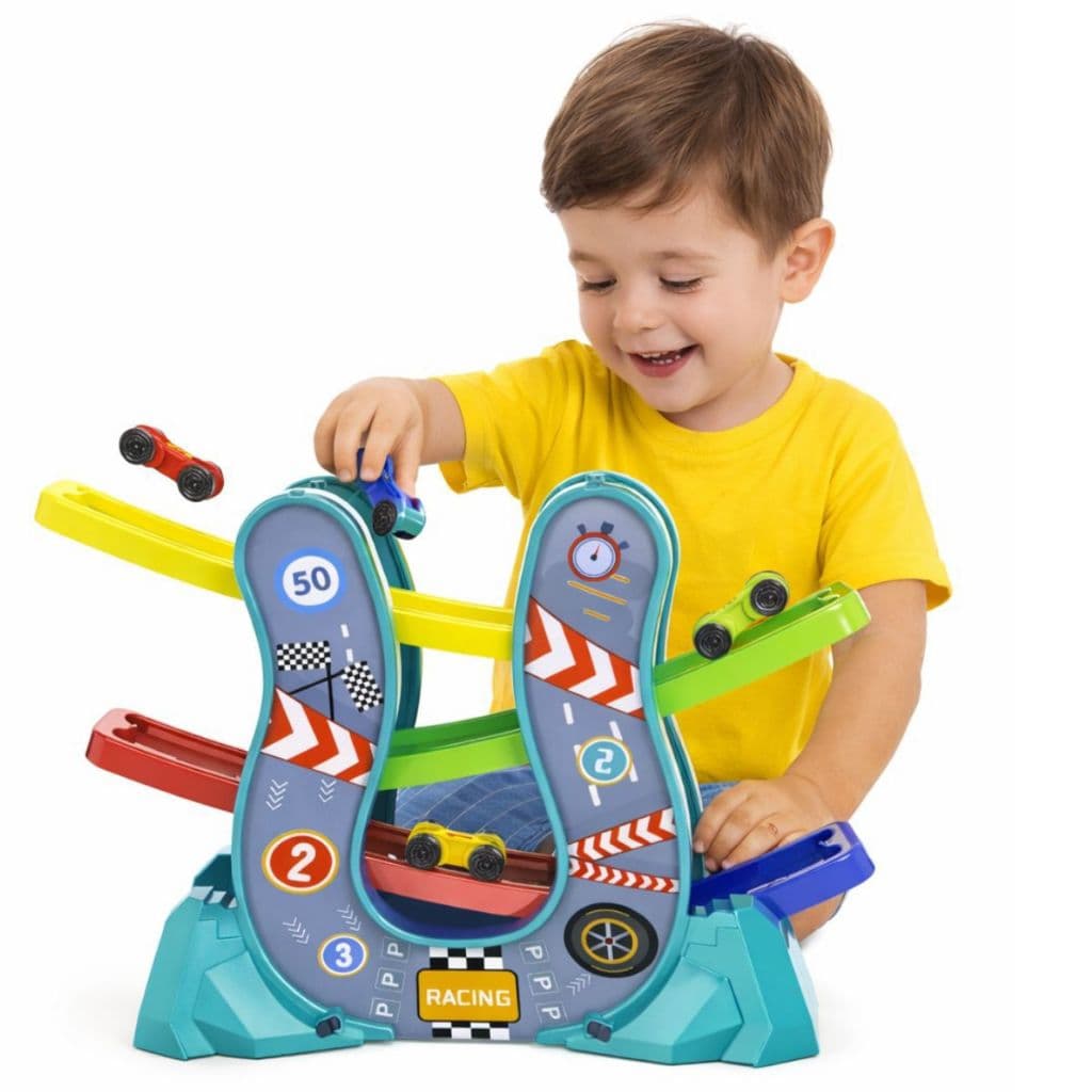 Pista de Corrida Infantil Com 4 Carrinhos Rampa Brinquedos Menino