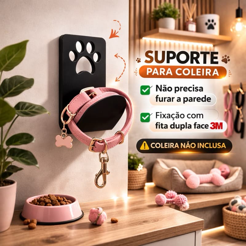 Gancho de parede para Coleira Cachorro Gato Pet | Gancho Organizador de Parede para Guia Pet