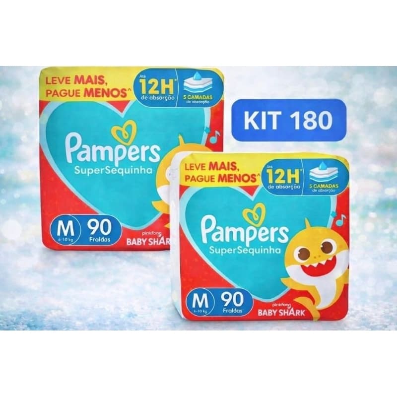 Kit 2 Pacote de Fralda Pampers M– Super Sequinha | Alta Absorção | Conforto e Proteção