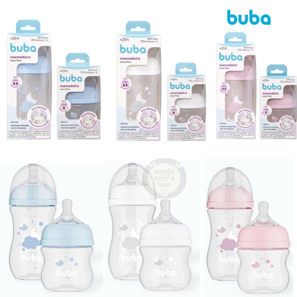 Mamadeira Buba Easy Flow 120 E 270 ml Anticólica Bico Silicone