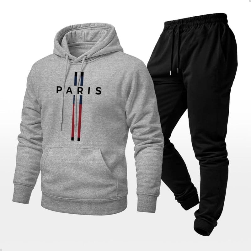 Conjunto Moletom Blusa de Frio Paris Unissex Agasalho Flanelado Moletom Estilo Canguru + Calça