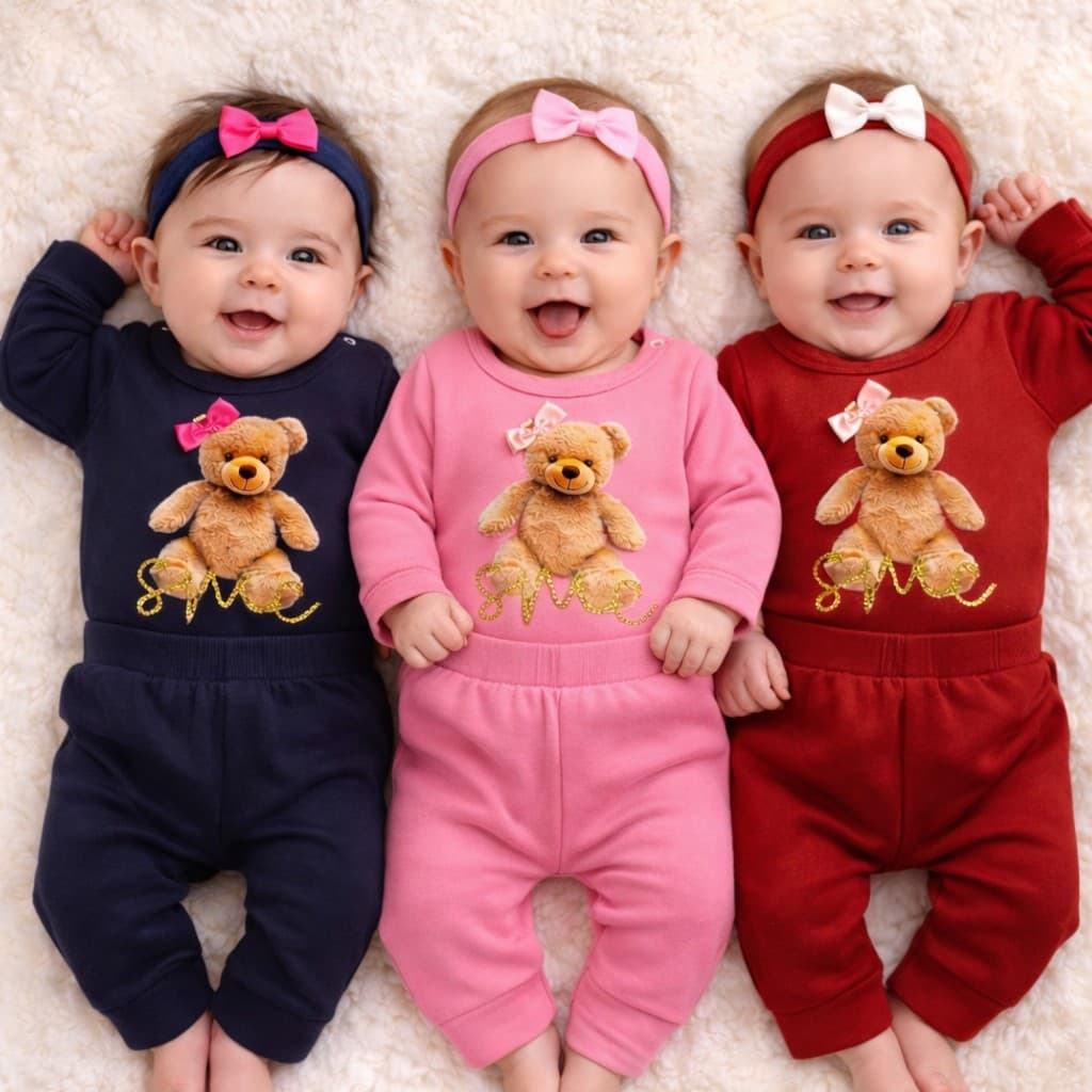 Conjunto Body E Calça Para Bebê Menina De Inverno Em Soft Plush Peluciado Quentinho | P M G