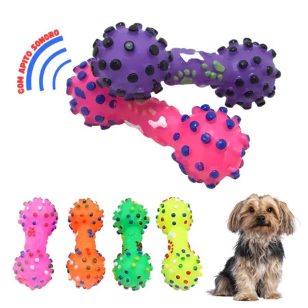 Mordedor Halteres para Cachorro Brinquedo Resistente Anti Estresse Pet