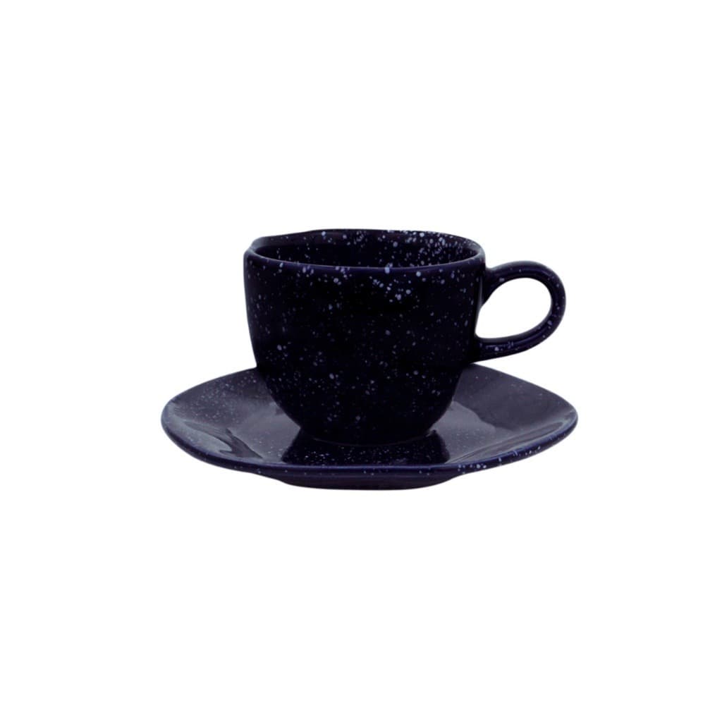 XÍCARA DE CHÁ COM PIRES PORCELANA RYO SAFIRA OXFORD 220ML ORGÂNICO ESMALTE REAGENTE FILETE MANUAL