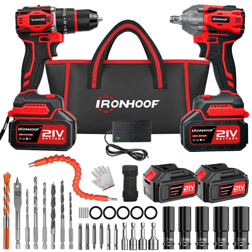 Kit Parafusadeira E Furadeira Chave De Impacto A Bateria Brushless