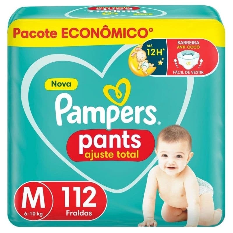 Fralda Pampers Ajuste Total Pants M 112 Unidades