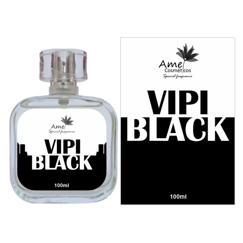 Perfume Vipi Black Masculino Amei Cosméticos Alta Fixação 33% de Essência Importada EDP