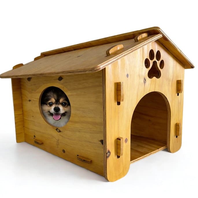 Casinha Desmontável de Cachorro e Gato Pets Pequenos Médio Casinha Sonho Meu - Casa Comandolli - Madeira Naval