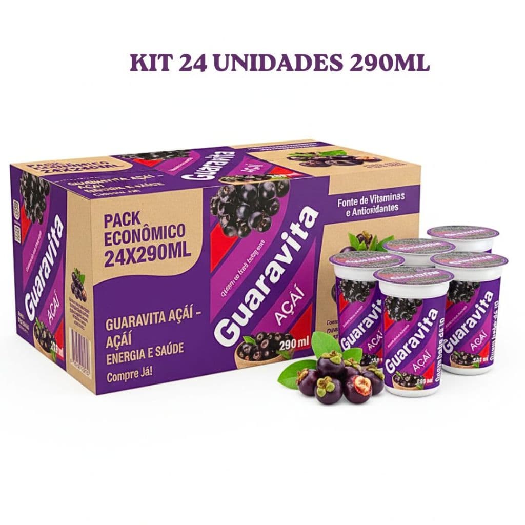 Guaravita Sabor Açaí 24x290ml | Kit Econômico