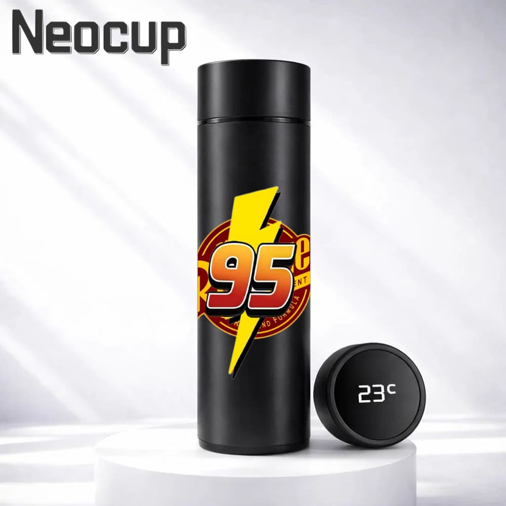 Garrafa Térmica aço Inoxidável 304 Disney Cars Pixar Lightning McQueen com Termômetro digital 500ml