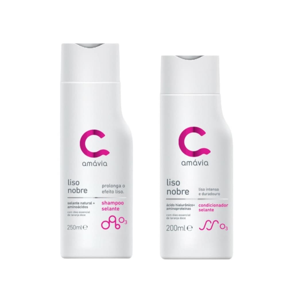 Amávia Kit Liso Nobre Shampoo e Condicionador Efeito Selante e Hidratante