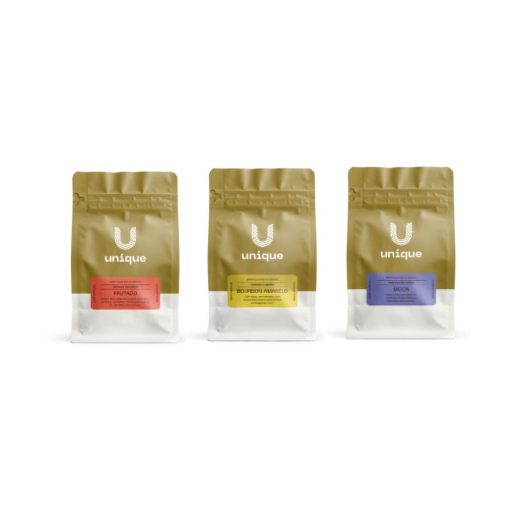 Combo Cafezeiro 3 Cafés Especiais em Grãos 3x250g (750g) Bourbon, Frutado, Moca 100% Arábica Unique