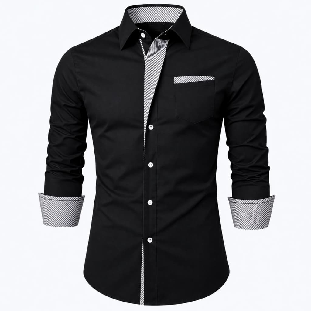 Camisa Social Masculina Manga Comprida Slim Fit Gravatinha