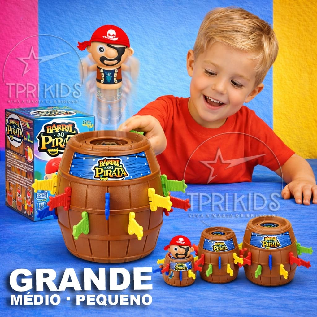 Barril Pirata Grande Médio Mini Original Brinquedo Infantil Jogo Tabuleiro Pula Família 4+ Educativo