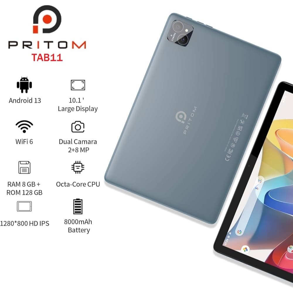 Tablet Pritom Tab 11 128GB Android 15 Octa-Core Tela 10.1" Cinza-Escuro Wi-Fi