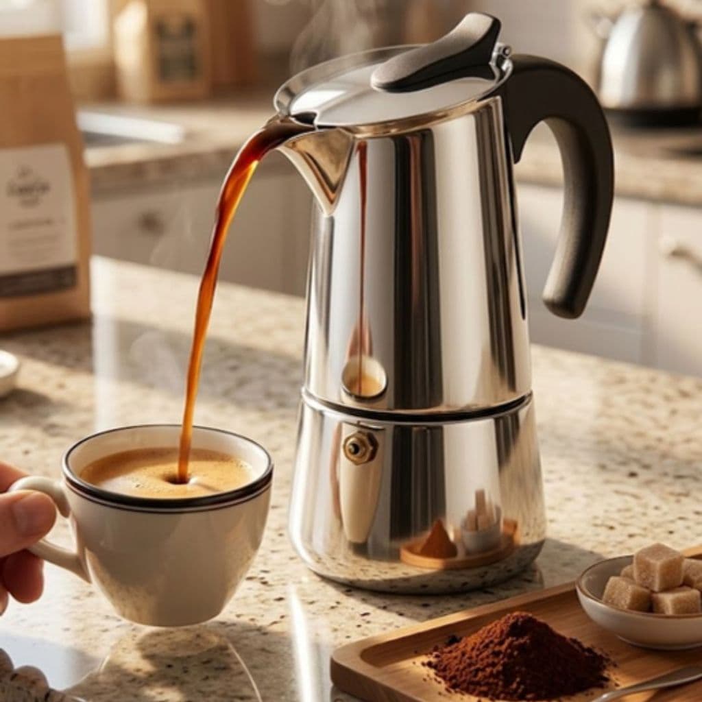 Cafeteira Italiana Inox: Faz Café Expresso para Amantes de Café em Casa ou Escritório - Prática, Elegante e Resistente