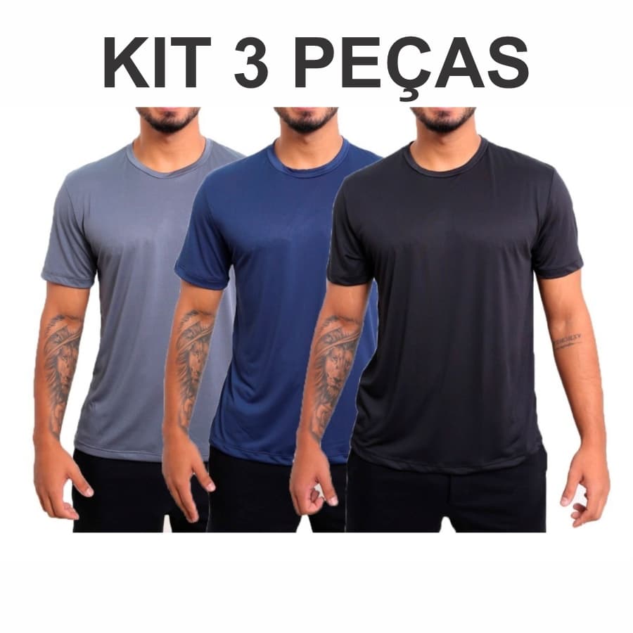 Kit 3 Camisa camiseta dryfit masculino para treino academia esportes musculação masculina