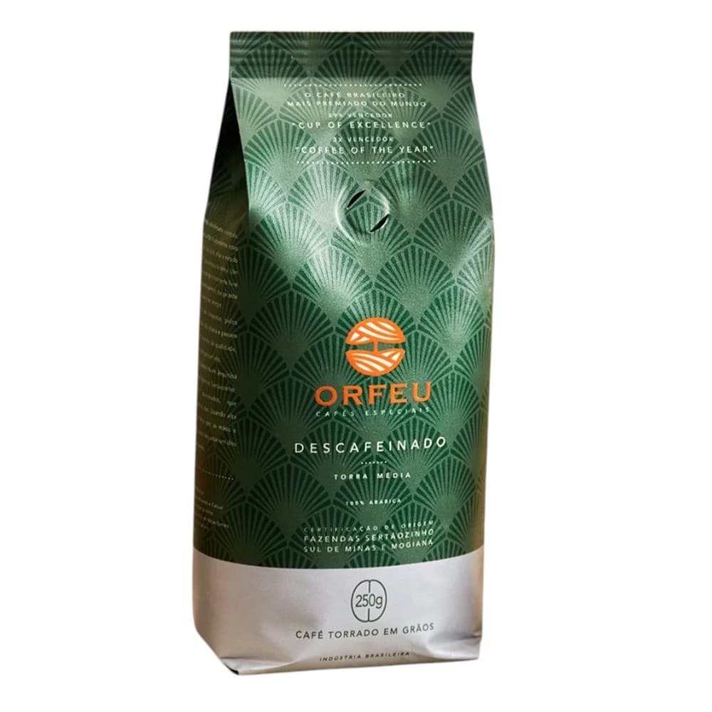 CAFÉ EM GRÃOS ORFEU DESCAFEINADO 250G