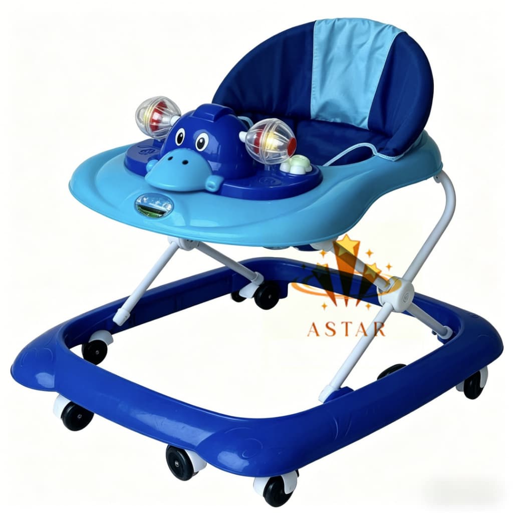 Andador Infantil Para Bebê Com Regulagem Criança Com Música Brinquedo Menina Rosa Seguro Azul Menino