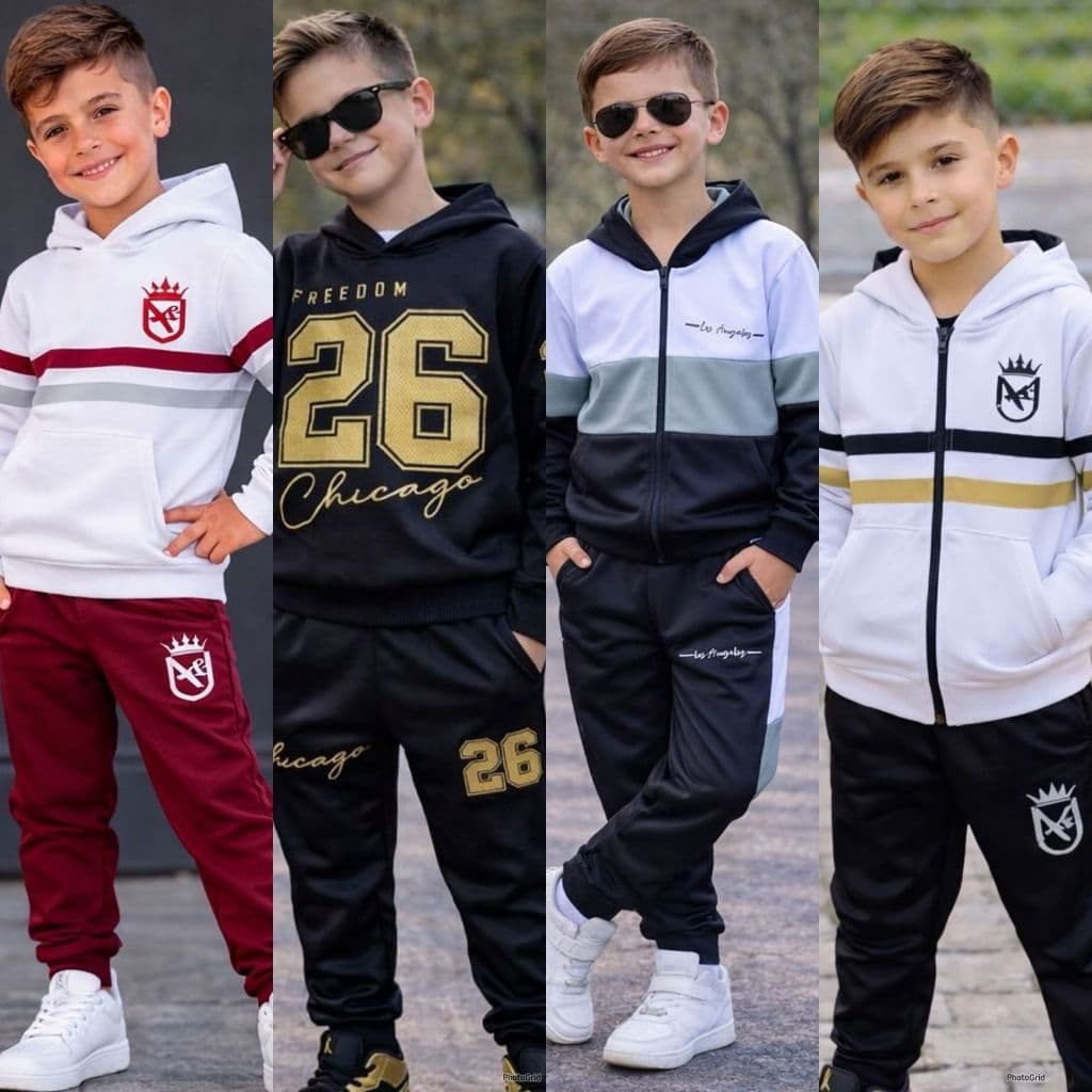 Conjunto Infantil Menino Inverno Moletom Chimpa Casaco+Calça Kit Estiloso De Frio Veste 4 Ao 12