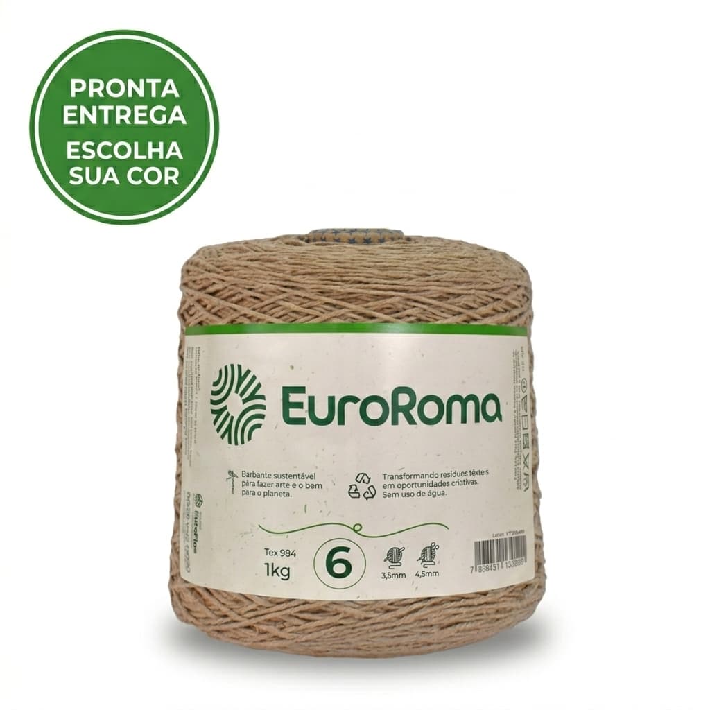 Barbante Colorido Numero 6 Euroroma Para Croche 1 kg 1016 Metros