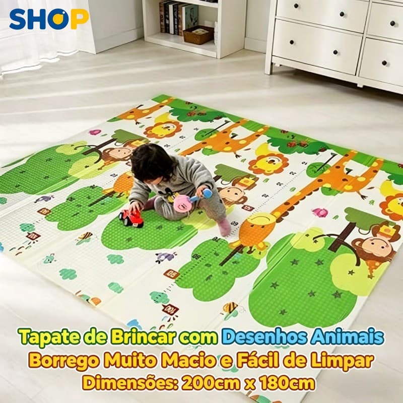 Tapete infantil dupla face dobrável 200×180×0,8 cm antiderrapante e anti-impacto S13