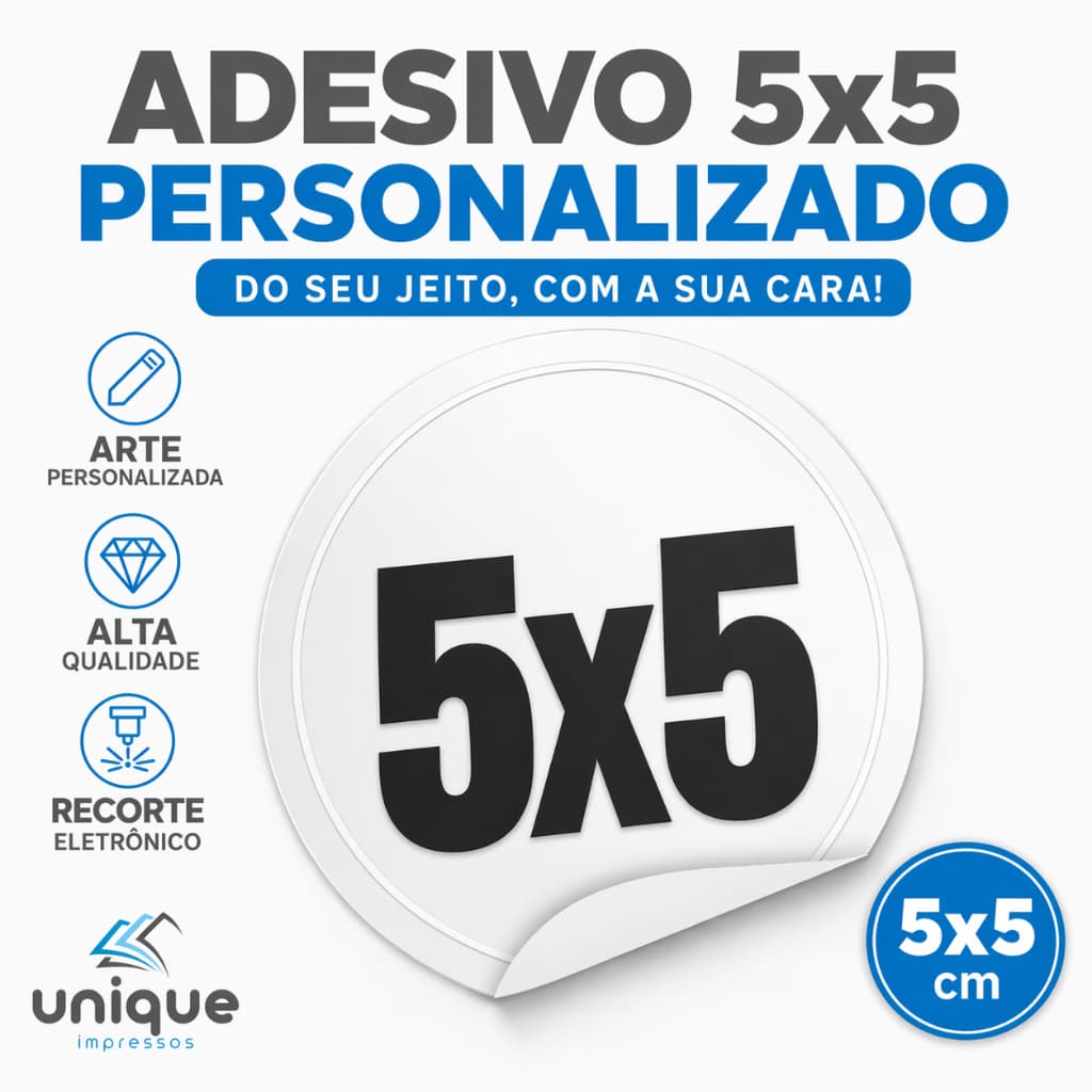 100 Uni. Adesivos 5x5cm  Personalizados com Logo/Sua Arte