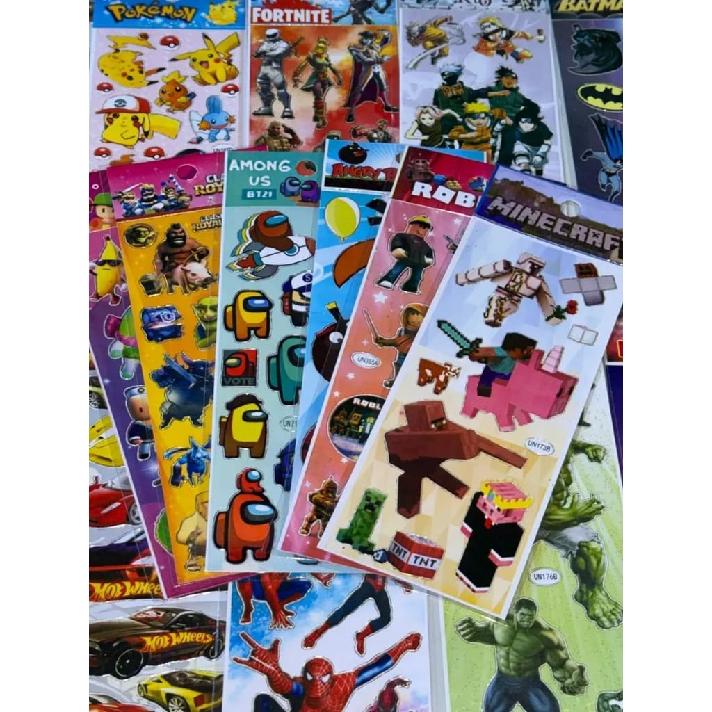 50 Cartelas Adesivos Infantis decorativos  Kit Sticker Com  Personagens