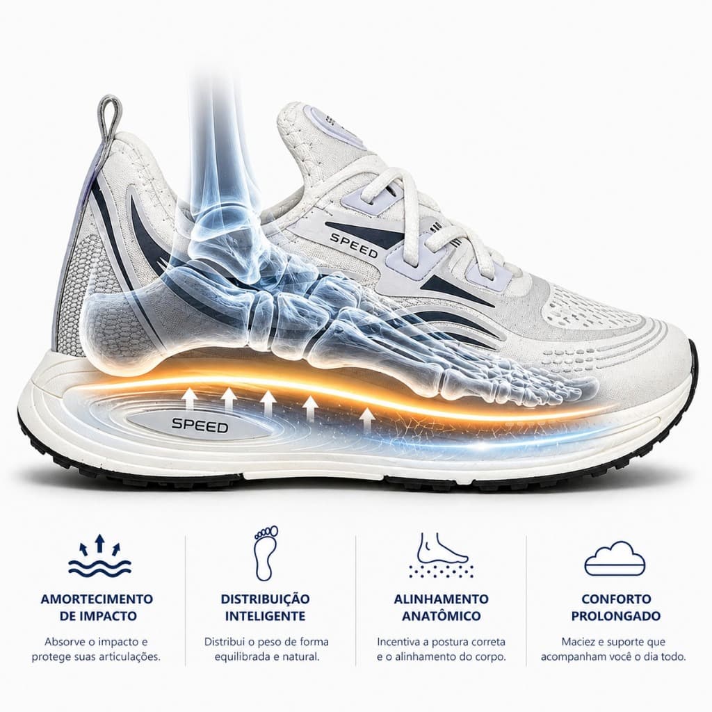 Tênis Casual Esportivo Speed Leve e Macio com Palmilha EVA 5mm