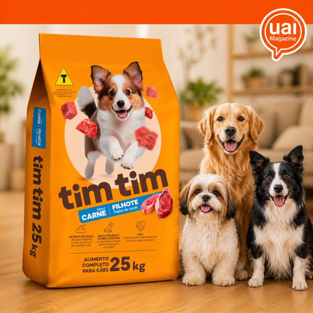 Ração Cachorro Filhote 25kg Tim Tim Dog Todas As Raças Carne